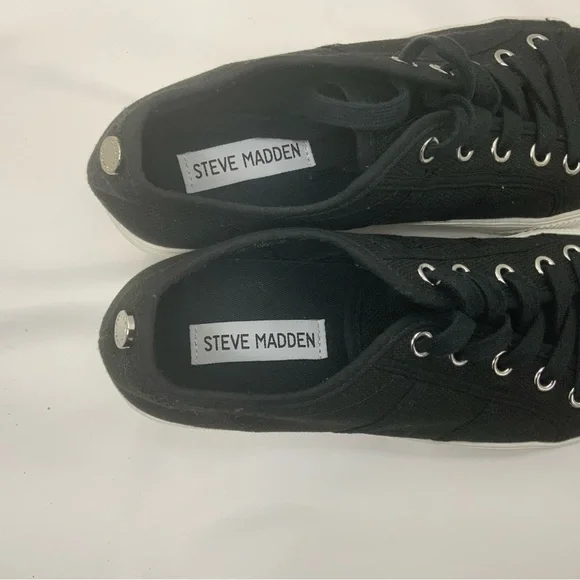 Steve Madden Black Platform Sneakers Shoes - Picture 10 of 12